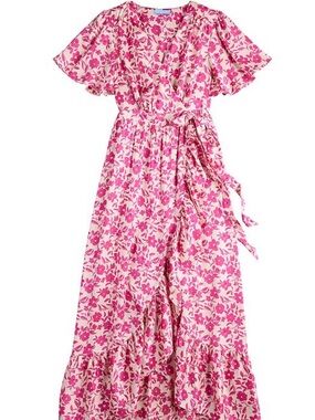 Draper James Ivory Pink Floral Wrap Maxi Dress